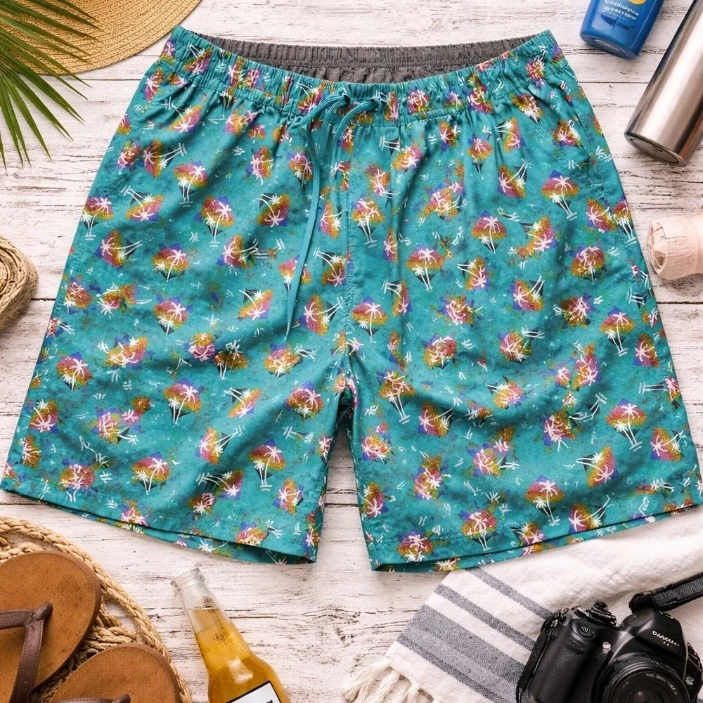 Hurley XL Tropical Palm Swim Trunks | Stretch Volley Shorts
